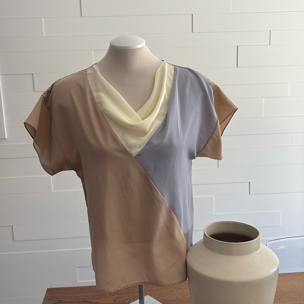 Vintage Esprit Blouse Made in Canada Gray/Cream/Tan